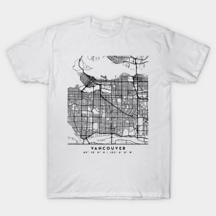 VANCOUVER CANADA BLACK CITY STREET MAP ART T-Shirt